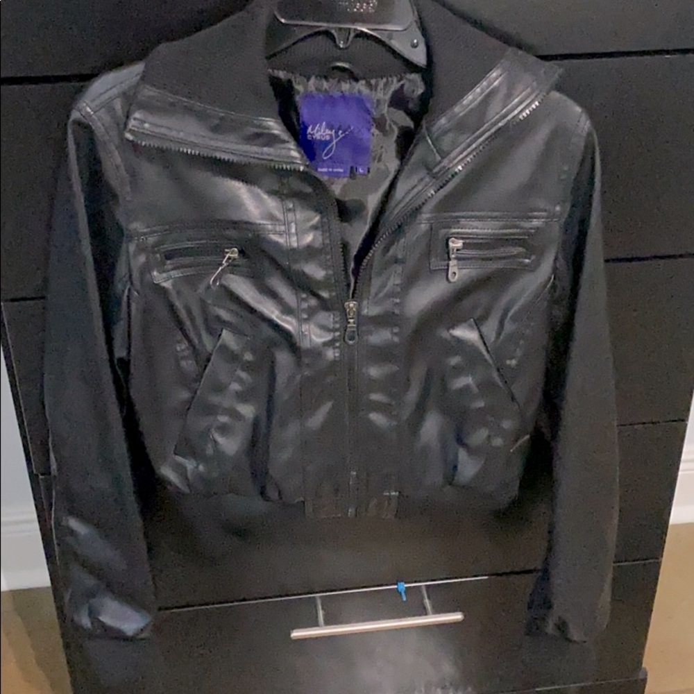 Leather bomber jacket